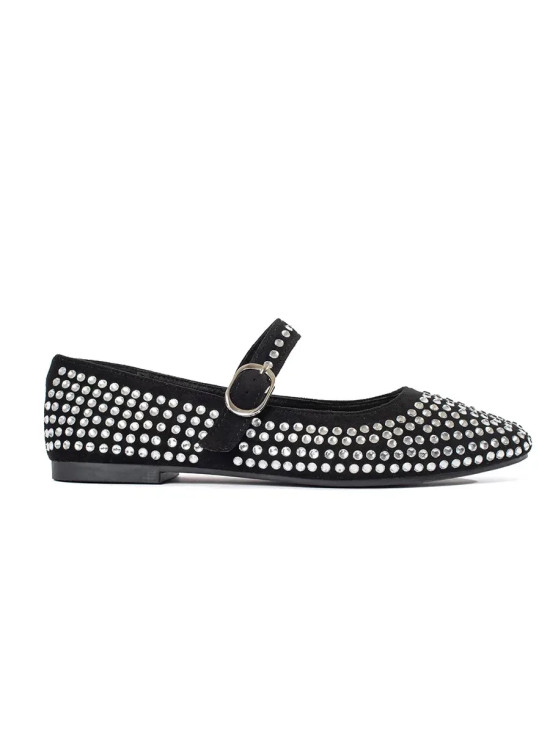 Schwarze Damen Ballerinas mit Nieten