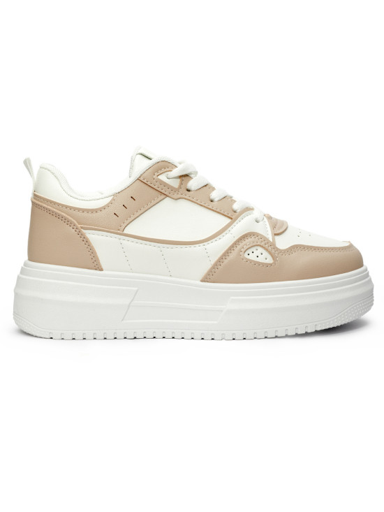 Weiß-rosa Damen Sport Sneakers auf Plattform