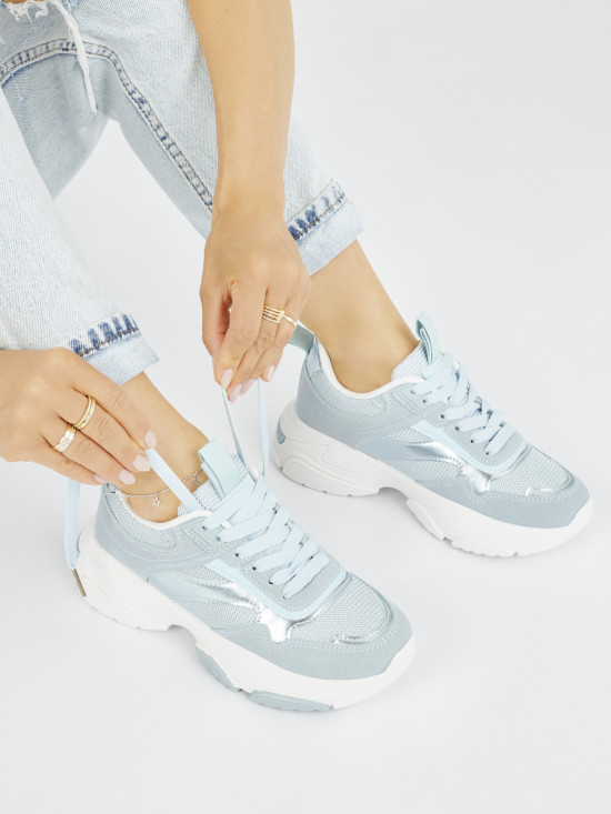 Blaue Damen-Sneaker mit dicker Sohle