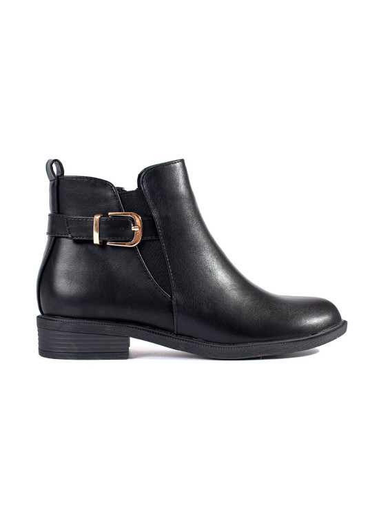 Schwarze Damen Stiefeletten mit goldenen Details