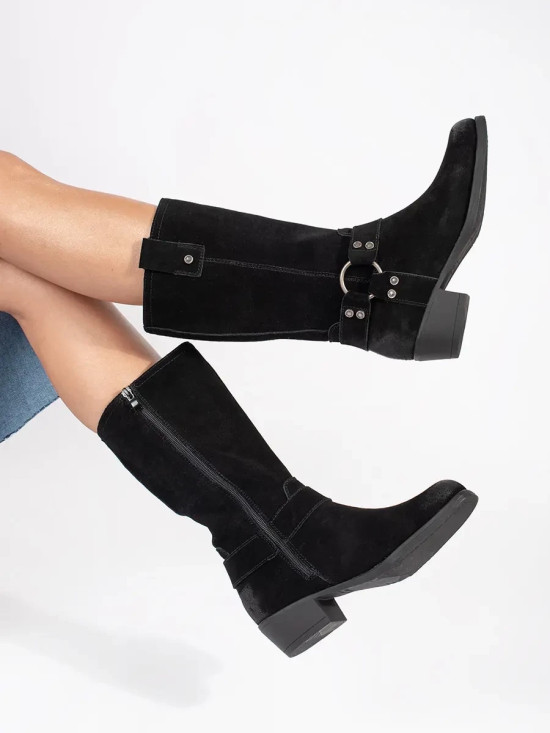 Schwarze Leder-Cowboy-Stiefel Sergio Leone