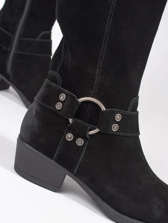 Schwarze Leder-Cowboy-Stiefel Sergio Leone