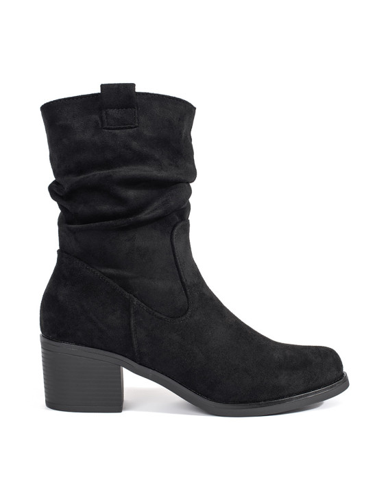Schwarze Damenstiefeletten im Cowboy-Stil mit gerafftem Schaft
