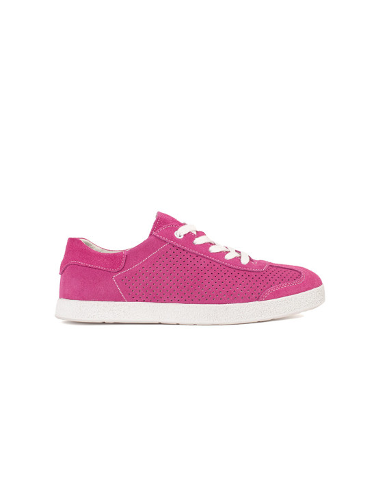 Rosa durchbrochene Sneakers aus echtem Leder