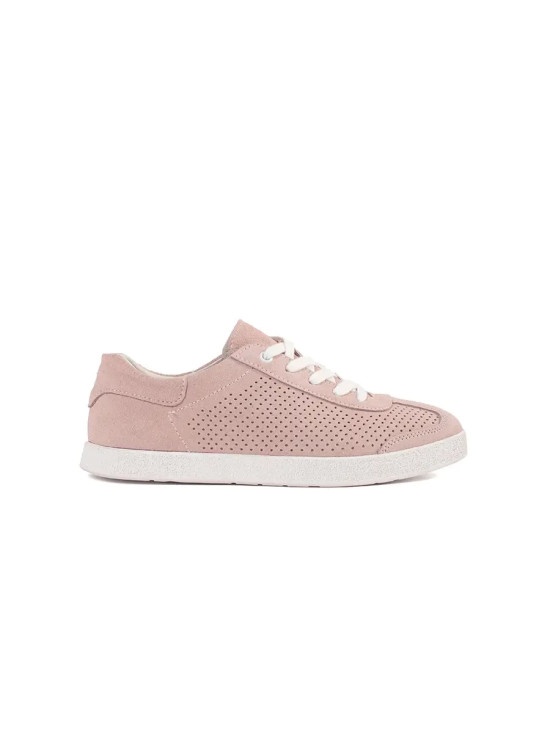 Helle rosa Ajour-Sneaker aus echtem Leder