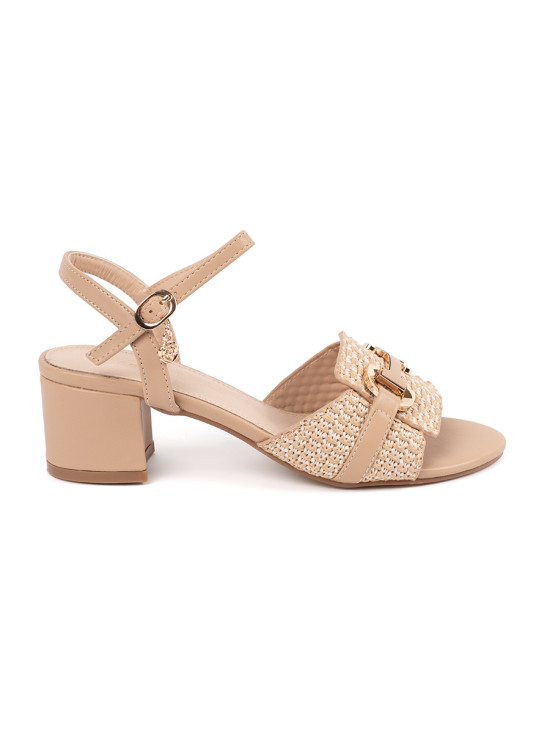 Beige Damen Sandalen mit mittelhohem Absatz