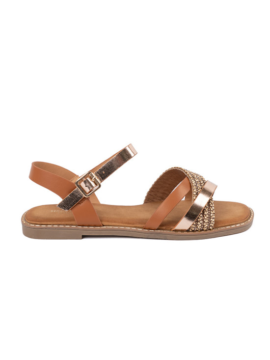 Braune Damen Sandalen mit flachem Absatz von Sergio Leone