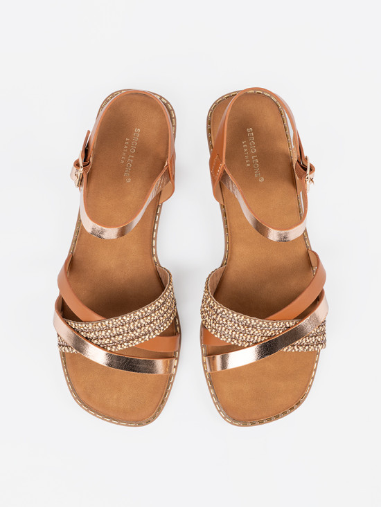 Braune Damen Sandalen mit flachem Absatz von Sergio Leone