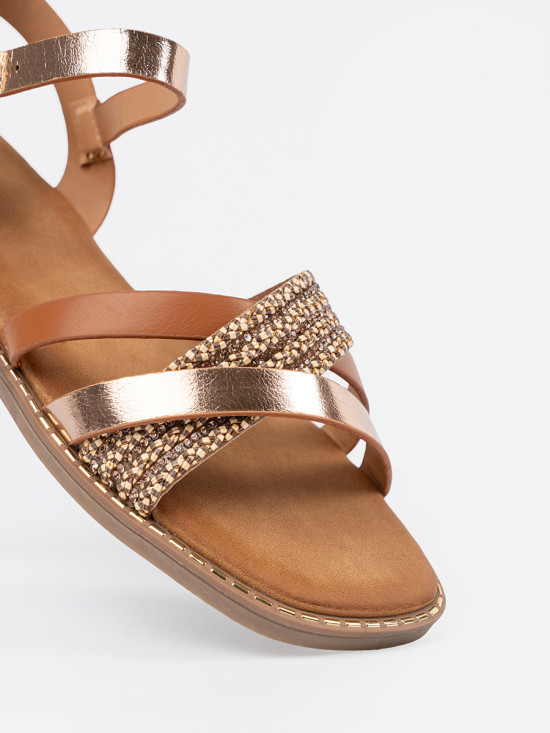 Braune Damen Sandalen mit flachem Absatz von Sergio Leone