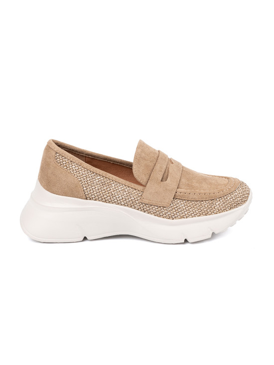 Beige Halbschuhe mit dicker Sohle