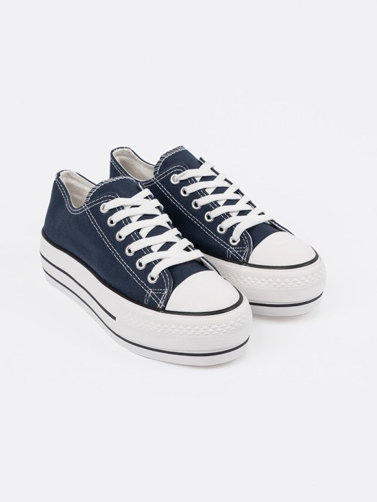 Damen Sneaker in Marineblau mit Plateau