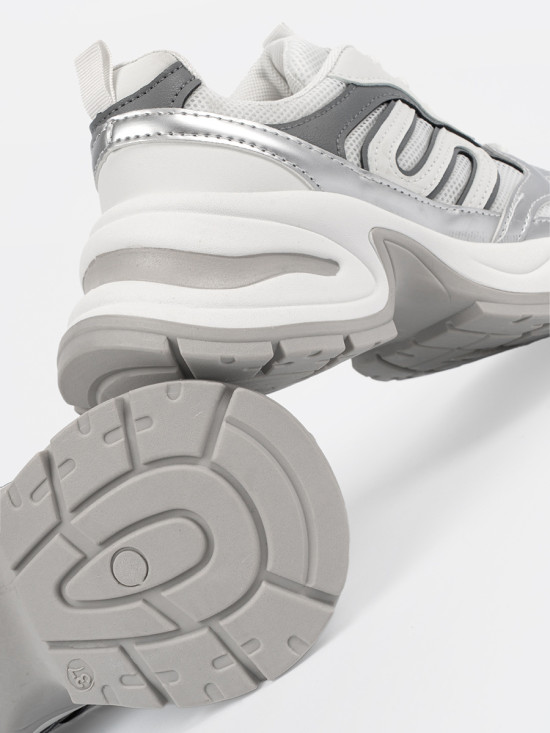 Weiße Damen Sneakers mit silbernen Akzenten