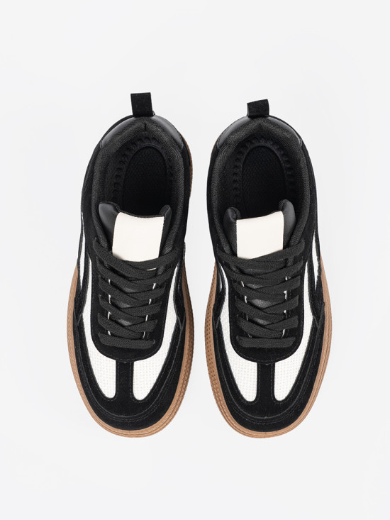 Schwarze Damen Sneakers mit weißen Akzenten