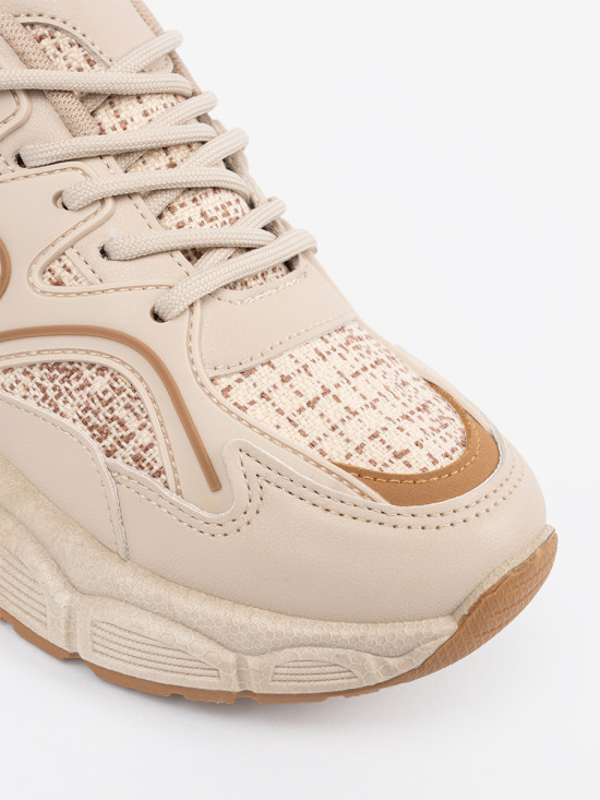 Helle beige Damen Sneakers auf Plattform