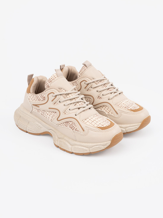 Helle beige Damen Sneakers auf Plattform