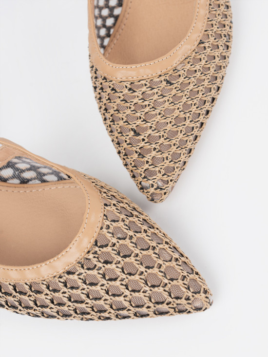 Beige Ajour-Pumps mit niedrigem Absatz