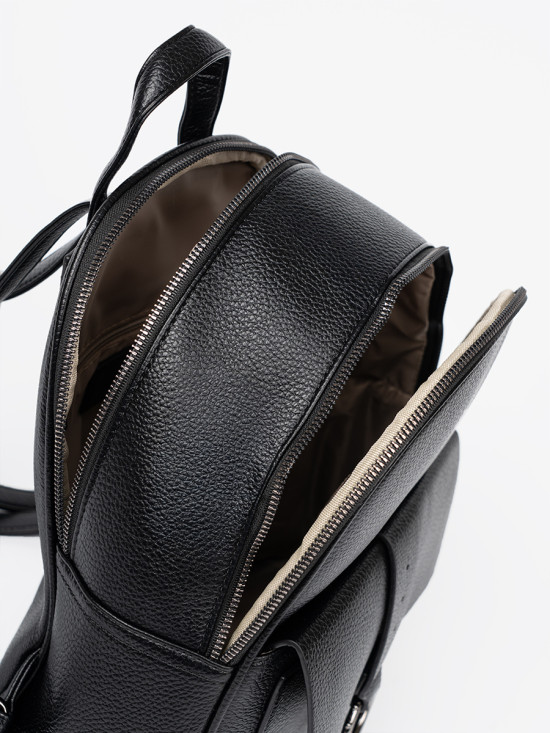 Schwarzer Damenrucksack aus Kunstleder