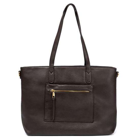 Dunkelbraune Tasche mit goldenen Elementen