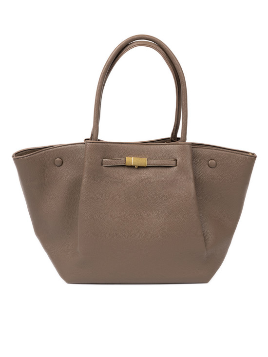 Beige Shopper Tasche mit Reißverschluss