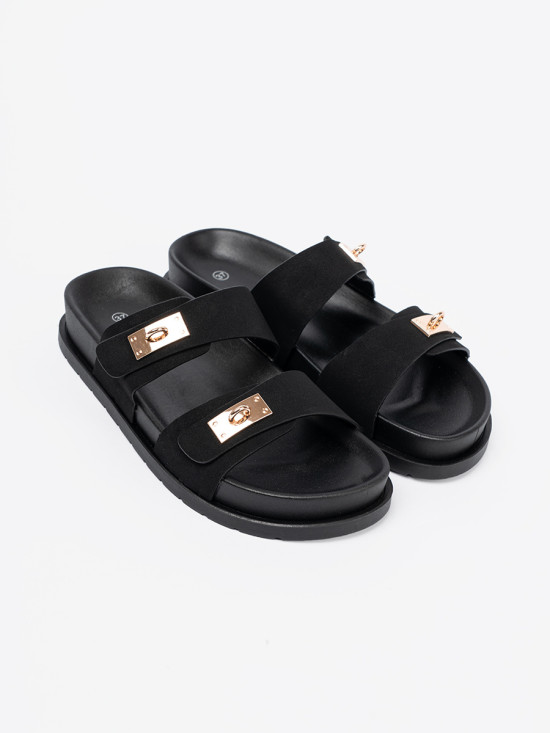 Plateau-Sandalen mit goldenen Details