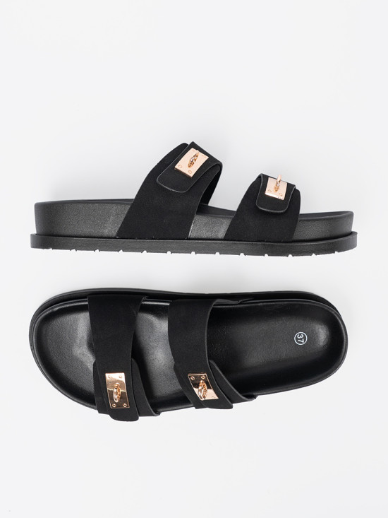 Plateau-Sandalen mit goldenen Details