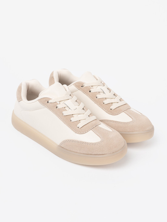 Weiß-beige Damen Sneakers