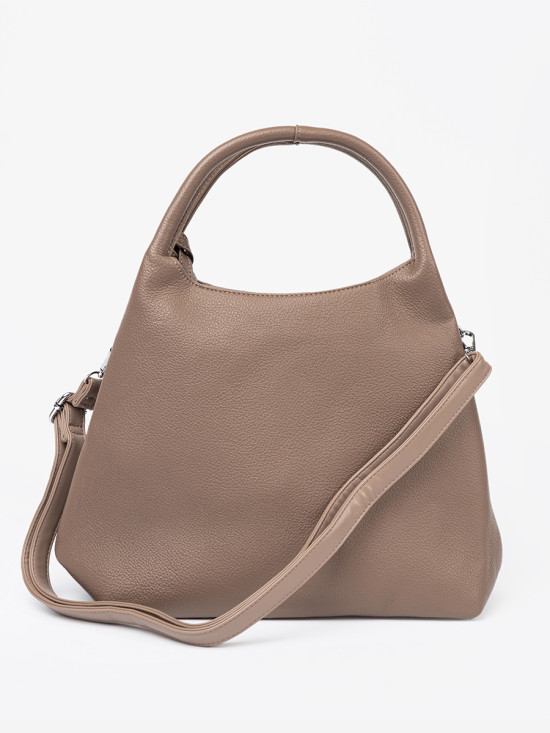 Elegante dunkelbeige Handtasche mit Kosmetiktasche