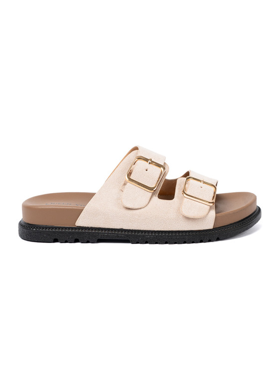 Stilvolle beige Sandalen mit Wildleder-Optik