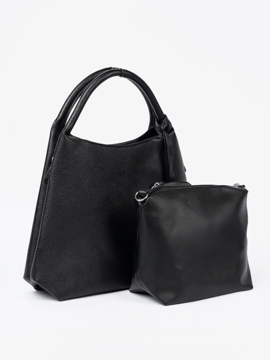 Elegante schwarze Handtasche mit Kosmetiktäschchen