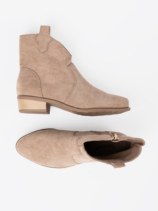 Beige Wildleder Stiefeletten