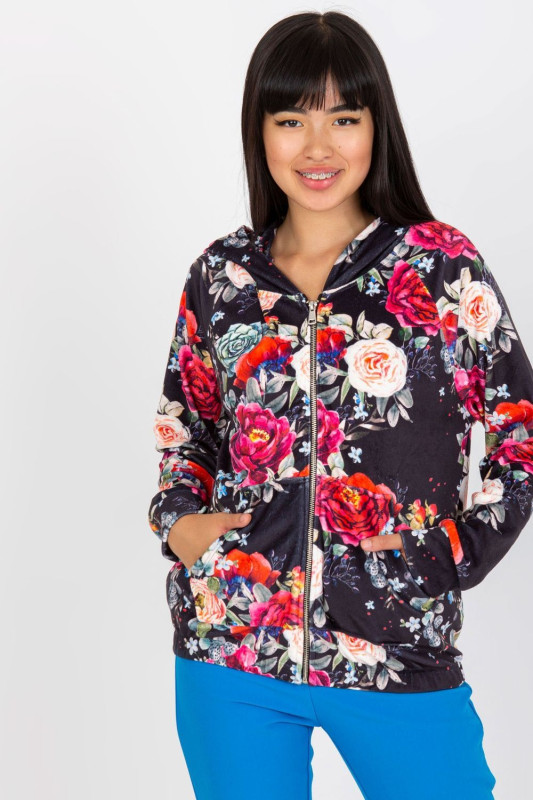 Damen Hoodie mit Blumenmuster und Kapuze
