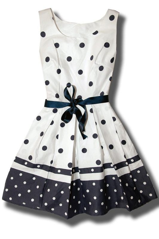 Kleid Punkten weiß/granat DG9501