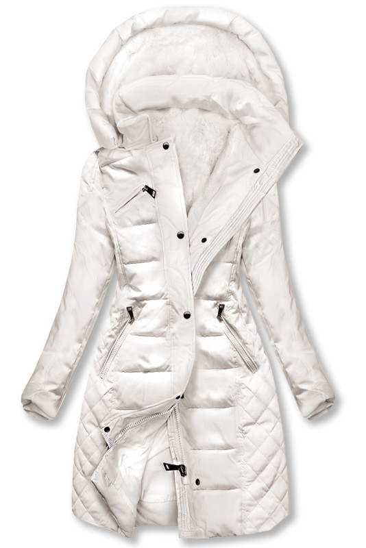 Warme Steppjacke mit Kapuze Ecru