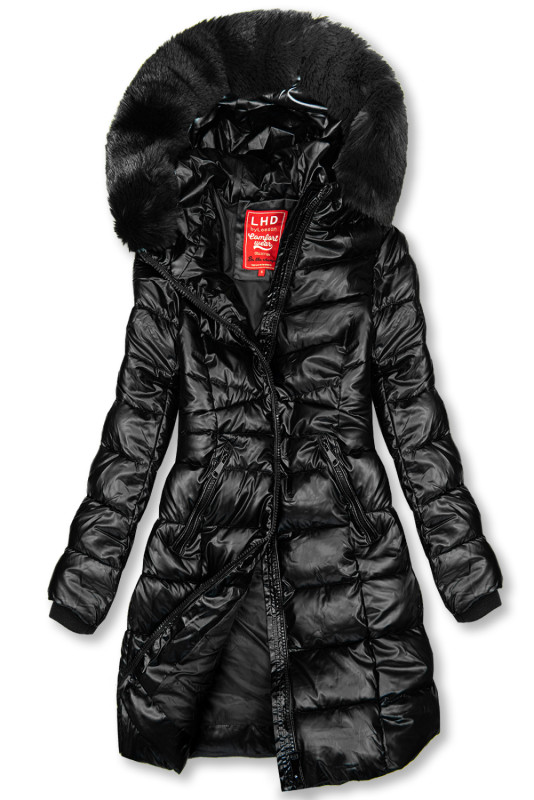 Gesteppte Winterjacke in glänzender Optik Schwarz