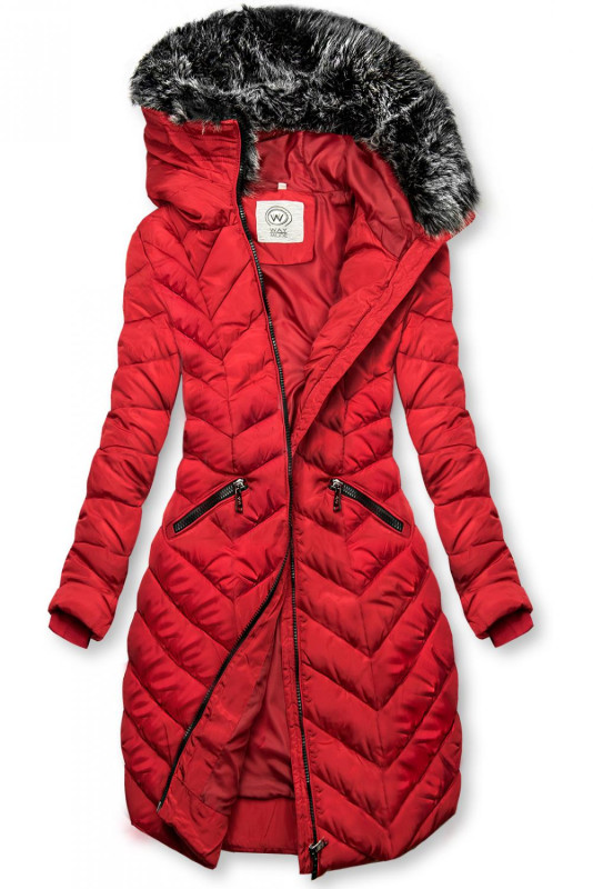 Winter Steppjacke mit Kapuze rot