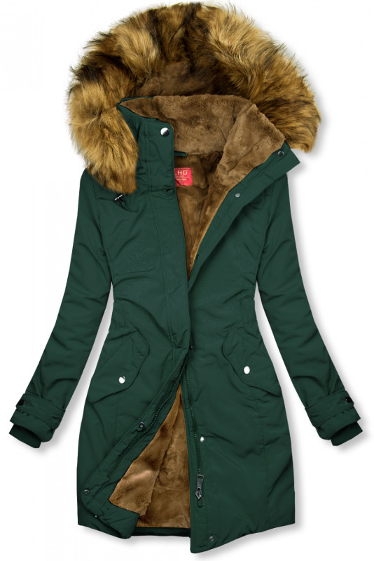 Winterparka mit Gummi in der Taille grün
