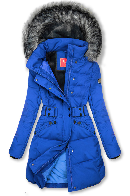 Gesteppte Winterjacke mit Gürtel Kobaltblau