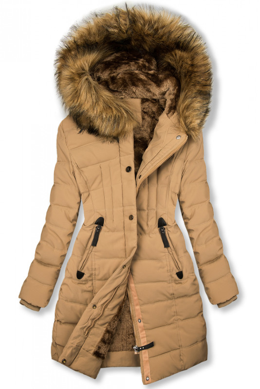 Wintermantel mit Teddy-Futter camel braun