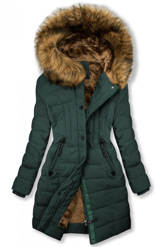 Wintermantel mit Teddy-Futter grün