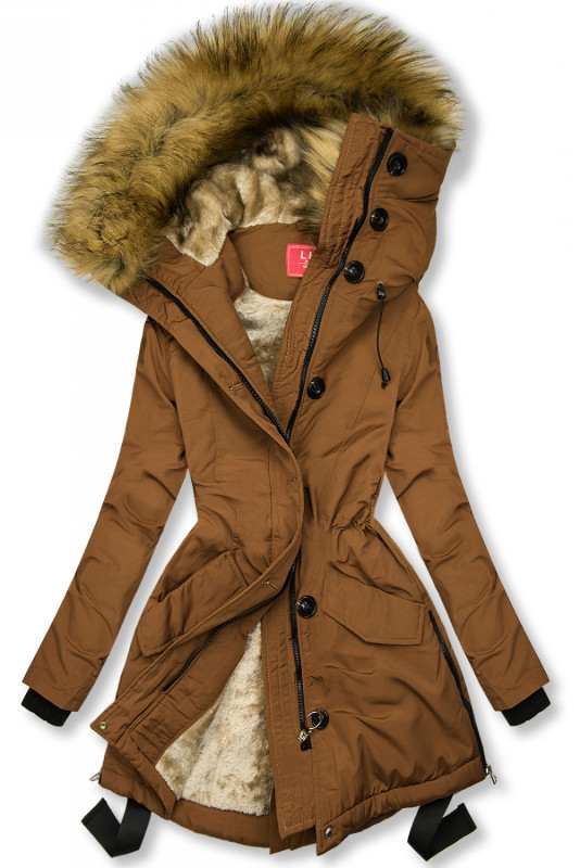 Winterjacke mit hohem Kragen braun