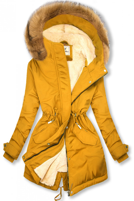 Parkajacke mit Teddy-Futter gelb
