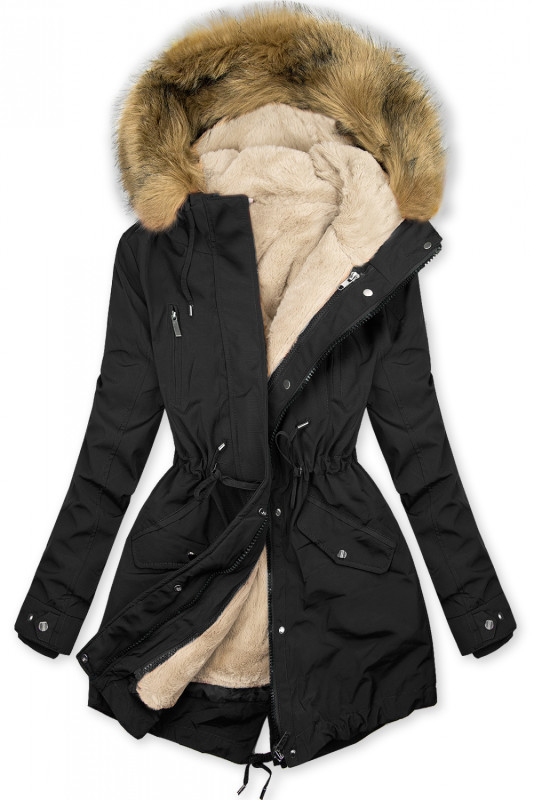 Warmer Parka mit Fleecefutter schwarz