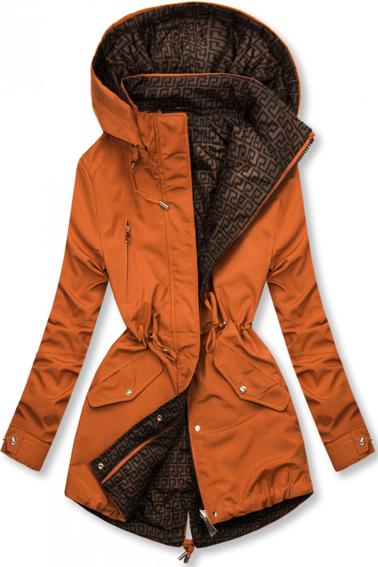 Leichter Parka mit abnehmbarer Kapuze orangebraun/braun