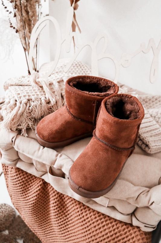 Gefütterte braune Schneestiefel aus Wildlederimitat