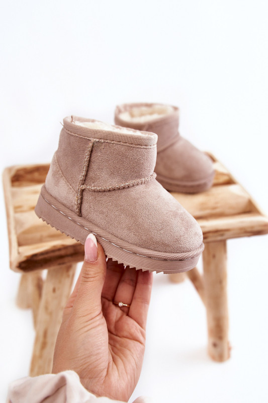 Beige gefütterter Schneestiefel aus Wildlederimitat
