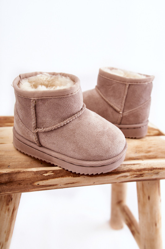 Beige gefütterter Schneestiefel aus Wildlederimitat
