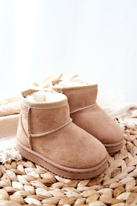 Beige gefütterte Schneestiefel aus Wildlederimitat