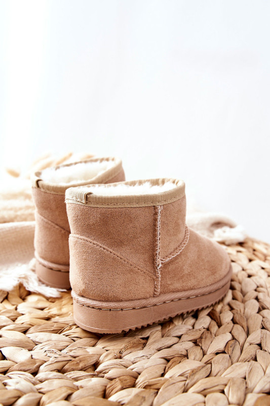 Beige gefütterte Schneestiefel aus Wildlederimitat