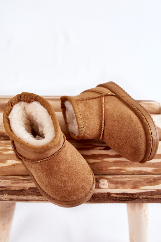 Gefütterte braune Stiefelette mit Fell