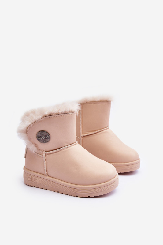 Beige gefütterte Schneestiefel mit Fell